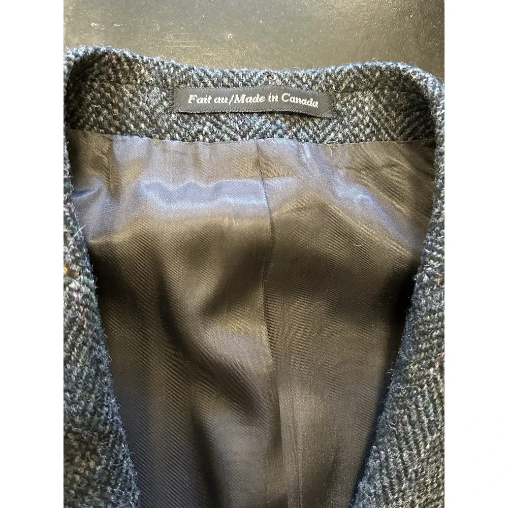 Patrick James Harris Tweed Blazer 42R Blue Gray Herringbone Wool Sport Coat EUC